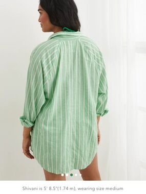 Aerie Linen Blend Coverup Button Down Shirt